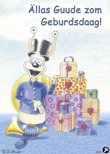 Cartoon: Alfonso - zom Geburdsdaag (medium) by TOSKIO-SCHWAEBISCH tagged schwääbischs,schwaebisches,schwäbisches,geburdsdaag,zom,guude,ällas,geburtstagskarte,geburtstagswünsche,geburtstagsgeschenke,postillion,postillon,päckchen,pakete,schneckenpost,schnecke,postbote,der,alfonso,egrusskarte,ecard