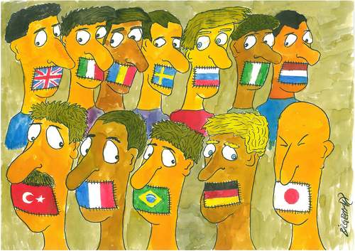 Cartoon: people can t talk (medium) by bilgehananil tagged world,languages,don,quichotte,donquichotte