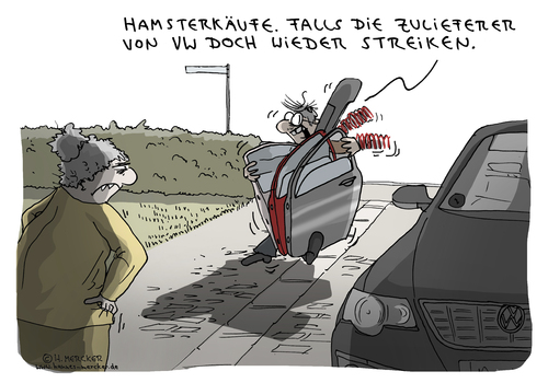 Cartoon: Hamstern (medium) by H Mercker tagged mercker,streik,cartoon,tagesaktuell,aktuell,medien,liefern,lieferung,autoteile,vw,volkswagen,hamsterkäufe,hamstern,hamstern,hamsterkäufte,volkswagen,vw,autoteile,lieferung,liefern,medien,aktuell,tagesaktuell,cartoon,streik,mercker