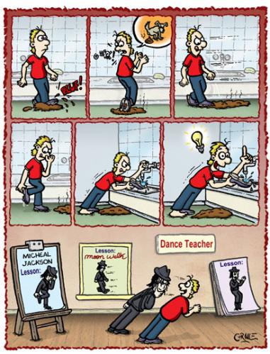 Cartoon: Michael JAckson cartoon (medium) by corne tagged comic,strip,michael,jackson,how,learn,dance,his,moon,walk