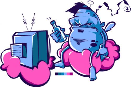 Cartoon: engel (medium) by bkopf tagged bkopf,engel,angel,lazy,pink,blue,tv