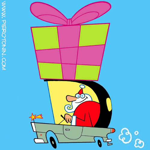 Cartoon: Santa Car (medium) by Piero Tonin tagged merry,christmas,buon,natale,feliz,navidad,joyeux,no