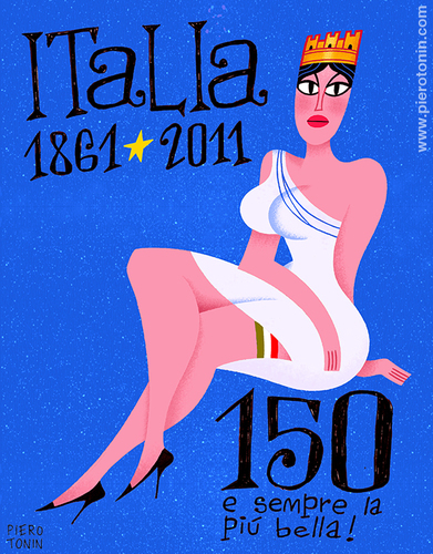 Cartoon: The 150th Anniversary of Italy (medium) by Piero Tonin tagged piero,tonin,italy,italian,italians,italia,150,anniversary
