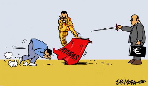 Cartoon: Ayudas ZP (medium) by jrmora tagged zp,spain,ayudas,crisis,economia