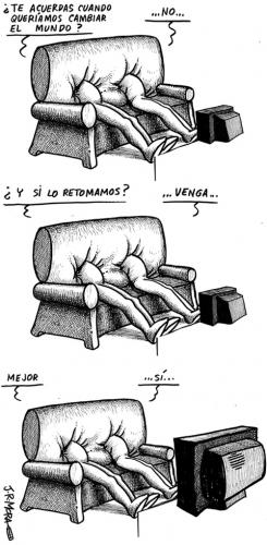 Cartoon: Cambiar el mundo (medium) by jrmora tagged tv,inmovilismo,television