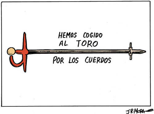 Cartoon: Catalonia bans bullfighting (medium) by jrmora tagged toros,bullfight,spain