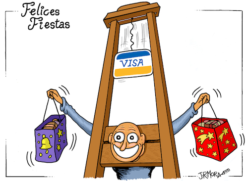 Cartoon: Felices Fiestas (medium) by jrmora tagged consumismo,navidad,consumerism,christmas