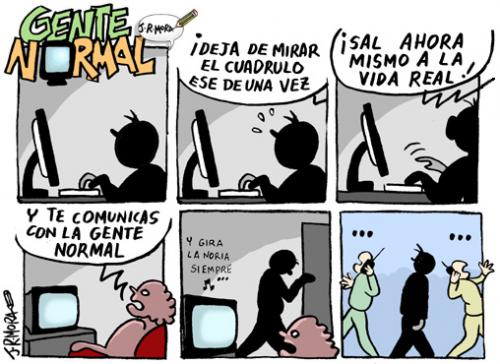 Cartoon: Internet vs Vida real (medium) by jrmora tagged internet,red,net