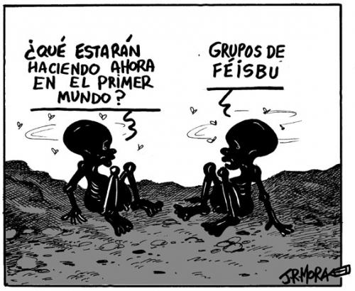 Cartoon: Primer mundo (medium) by jrmora tagged facebook,pobreza,solidaridad,vida,digital