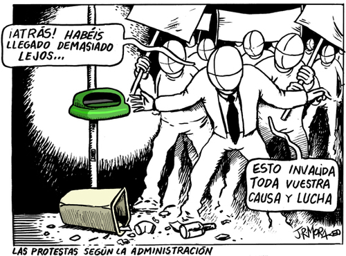 Cartoon: Protestas (medium) by jrmora tagged protestas,burgos,gamonal,papelara