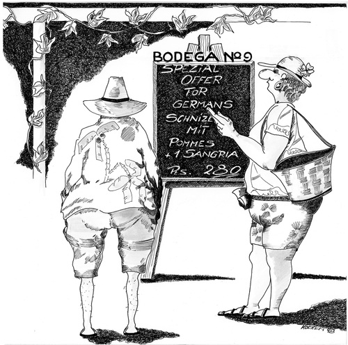 Cartoon: Bodega No. 9 (medium) by kocki tagged urlaub,sonne,meer,essen,deutsche,sprache
