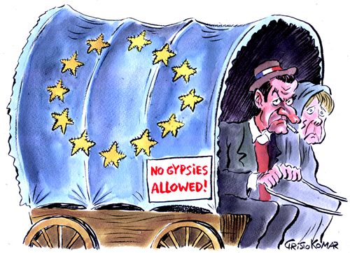 Cartoon: No Gypsies (medium) by Christo Komarnitski tagged eu,gypsies,france,sarkozy
