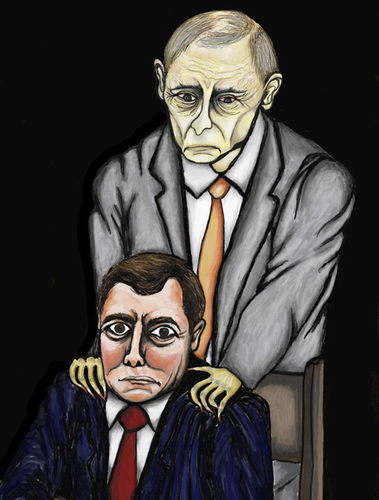 Cartoon: Medwedew und  Putin (medium) by Anitschka tagged medwedew,putin