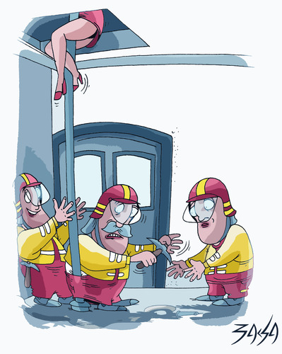 Cartoon: Fireman (medium) by bacsa tagged fireman