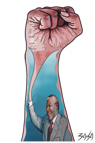 Cartoon: Nelson Mandela (medium) by bacsa tagged mandela