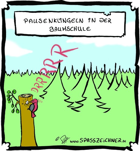 Cartoon: Baumschule (medium) by Clemens tagged cartoon,schule,pause,baumschule,natur,specht,bäume,clemens,steinhauer,spasszeichner