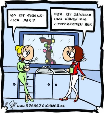 Cartoon: Weihnachten mit Lichterketten (medium) by Clemens tagged weihnachten,fröhliche,lichterketten