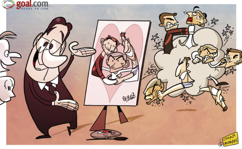 Cartoon: all happy families (medium) by omomani tagged casillas,mourinho,perez,ramos,real,madrid