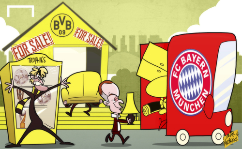 Cartoon: Bayern to continue Dortmund raid (medium) by omomani tagged bayern,munich,dortmund,jurgen,klopp,karl,heinz,rummenigge