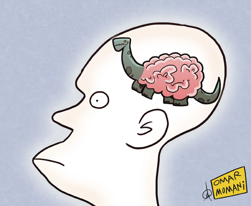 Cartoon: Dino Brain (medium) by omomani tagged brain,dinosaur
