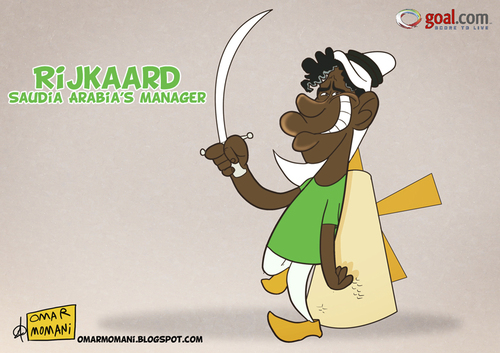 Cartoon: Frank Rijkaard of Saudia Arabia (medium) by omomani tagged frank,rijkaard,saudia,arabia,netherlands,soccer,football