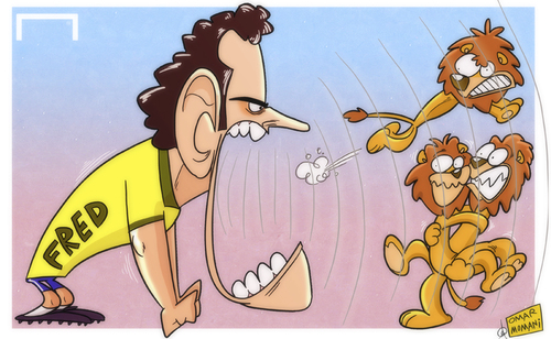 Cartoon: Fred to the lions (medium) by omomani tagged fred,brazil