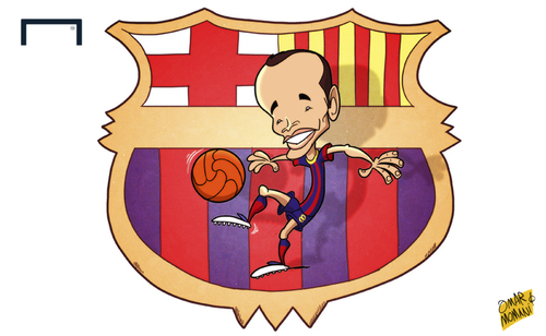 Cartoon: Iniesta An emblem for Barcelona (medium) by omomani tagged barcelona,iniesta