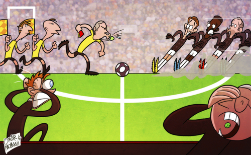 Cartoon: Manchester United v Referees (medium) by omomani tagged adnan,januzaj,capital,one,cup,danny,wellbeck,ferguson,manchester,united,moyes,ryan,giggs