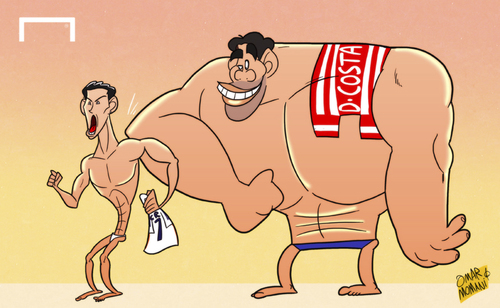 Cartoon: Perfect Atletico flex (medium) by omomani tagged atletico,madrid,cristiano,ronaldo,diego,costa,real