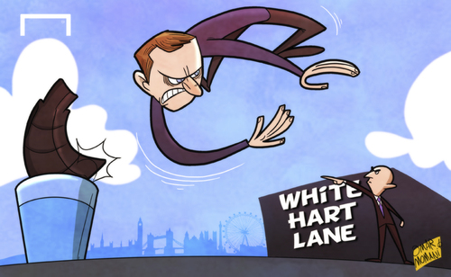 Cartoon: Tottenham bin Sherwood (medium) by omomani tagged daniel,levy,tim,sherwood,tottenham,white,hart,lane