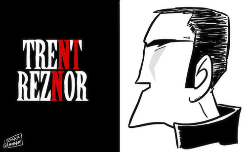 Cartoon: Trent Reznor Cartoon (medium) by omomani tagged trent,reznor,nine,inch,nails,rock,music