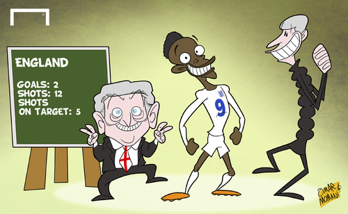 Cartoon: Welbeck leads England resurgence (medium) by omomani tagged arsenal,danny,wellbeck,england,euro,2016,qualifications,roy,hodgson,wenger