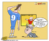 Cartoon: Torres Problem (small) by omomani tagged fernando,torres,ancelotti,rooney,chelsea,manchester,united,spain,italy,england,champions,league,premie,tv