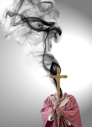 Cartoon: Burn out of pope Benedict XVI (medium) by willemrasingart tagged pope