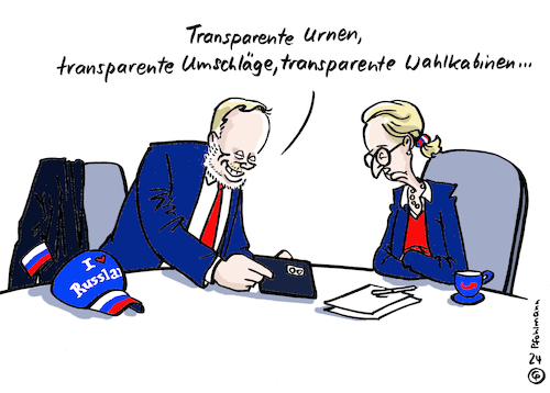 Cartoon: AfD-Wahlbeobachter (medium) by Pfohlmann tagged russland,wahl,wahlen,präsident,putin,afd,wahlbeobachter,demokratie,wahlbetrug,wahlfälschung,transparenz,russland,wahl,wahlen,präsident,putin,afd,wahlbeobachter,demokratie,wahlbetrug,wahlfälschung,transparenz