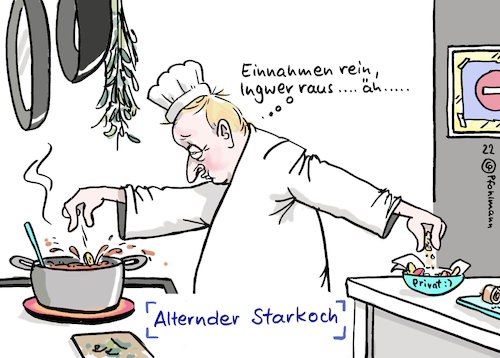 Cartoon: Alternder Starkoch (medium) by Pfohlmann tagged schuhbeck,koch,starkoch,gastronomie,steuerhinterziehung,schwarzgeld,sternekoch,prominente,promi,verhandlung,prozess,gericht,steuern,essen,ingwer,geld,finanzen,steuerbetrug,schuhbeck,koch,starkoch,gastronomie,steuerhinterziehung,schwarzgeld,sternekoch,prominente,promi,verhandlung,prozess,gericht,steuern,essen,ingwer,geld,finanzen,steuerbetrug