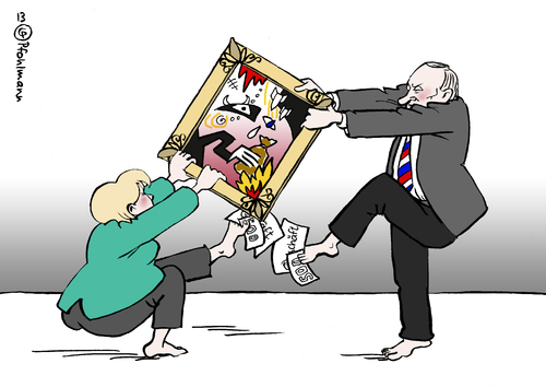 Cartoon: Beutekunst (medium) by Pfohlmann tagged ausstellung,staatsbesuch,putin,merkel,petersburg,sankt,st,russland,deutschland,2013,farbe,color,cartoon,karikatur,streit,kunstwerke,kunst,gemälde,rückforderung,forderung,beutekunst,vernissage,ii,weltkrieg,krieg,eremitage,wirtschaftsforum,wirtschaft,geschäfte,treffen,absage,karikatur,cartoon,color,farbe,2013,deutschland,russland,st,sankt,petersburg,merkel,putin,staatsbesuch,ausstellung,vernissage,beutekunst,forderung,rückforderung,gemälde,kunst,kunstwerke,streit,absage,treffen,geschäfte,wirtschaft,wirtschaftsforum,eremitage,krieg,weltkrieg,ii