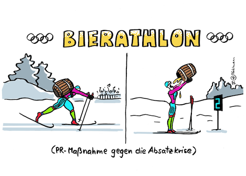 Cartoon: Bierathlon (medium) by Pfohlmann tagged bier,wirtschaft,absatzkrise,bierkonsum,olympiade,winterspiele,wintersport,biathlon,bierfass,trinken,alkohol,pr,werbung,bier,wirtschaft,absatzkrise,bierkonsum,olympiade,winterspiele,wintersport,biathlon,bierfass,trinken,alkohol,pr,werbung