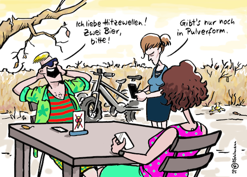 Cartoon: Bierpulver (medium) by Pfohlmann tagged hitzewellen,klimawandel,klimakrise,wetter,freizeit,sonne,dürre,trockenheit,naturkatastrophe,wassermangel,umwelt,natur,entfremdung,bier,biergarten,lokal,gaststätte,ausflug,pulverform,getränke,restaurant,hitzewellen,klimawandel,klimakrise,wetter,freizeit,sonne,dürre,trockenheit,naturkatastrophe,wassermangel,umwelt,natur,entfremdung,bier,biergarten,lokal,gaststätte,ausflug,pulverform,getränke,restaurant