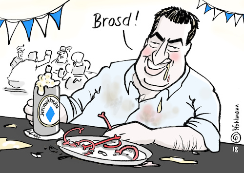 Cartoon: Brosd! (medium) by Pfohlmann tagged karikatur,cartoon,color,farbe,2018,deutschland,politischer,aschermittwoch,csu,ministerpräsident,designierter,söder,bier,bierzelt,spd,knochen,essen,trinken,alkohol,prost,brosd,franke,fränkisch,karikatur,cartoon,color,farbe,2018,deutschland,politischer,aschermittwoch,csu,ministerpräsident,designierter,söder,bier,bierzelt,spd,knochen,essen,trinken,alkohol,prost,brosd,franke,fränkisch