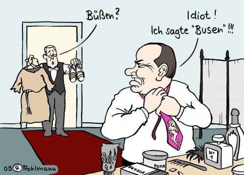 Cartoon: Büßer Berlusconi (medium) by Pfohlmann tagged berlusconi,italien,buße,büßer,busen,skandal,umkehr,pilger,pilgern,wallfahrt