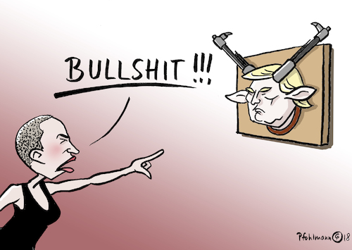 Cartoon: Bullshit (medium) by Pfohlmann tagged karikatur,cartoon,color,farbe,2018,usa,amoklauf,florida,trump,präsident,emma,gonzales,bewegung,schülerin,bullshit,bulle,trophäe,rede,schule,schüler,waffen,waffengesetz,waffenbesitz,nra,waffenlobby,demonstrationen,proteste,karikatur,cartoon,color,farbe,2018,usa,amoklauf,florida,trump,präsident,emma,gonzales,bewegung,schülerin,bullshit,bulle,trophäe,rede,schule,schüler,waffen,waffengesetz,waffenbesitz,nra,waffenlobby,demonstrationen,proteste