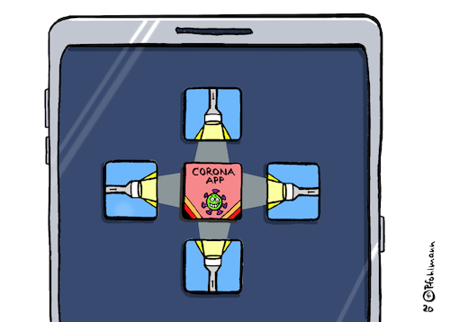 Cartoon: Corona-App-Licht (medium) by Pfohlmann tagged 2020,corona,coronavirus,covid19,pandemie,app,open,source,tracing,überwachung,taschenlampe,smartphone,handy,datenschutz,gesetz,kontrolle,transparenz,quellcode,2020,corona,coronavirus,covid19,pandemie,app,open,source,tracing,überwachung,taschenlampe,smartphone,handy,datenschutz,gesetz,kontrolle,transparenz,quellcode