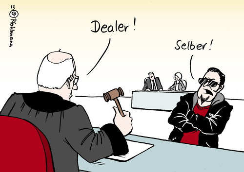 Cartoon: Dealer (medium) by Pfohlmann tagged karikatur,cartoon,color,farbe,2013,deutschland,bundesverfassungsgericht,verfassungsgericht,entscheidung,deal,strafverfahren,gericht,justiz,rechtssprechung,absprachen,richter,dealer,geständnis,prozess,urteil,karikatur,cartoon,color,farbe,2013,deutschland,bundesverfassungsgericht,verfassungsgericht,entscheidung,deal,strafverfahren,gericht,justiz,rechtssprechung,absprachen,richter,dealer,geständnis,prozess,urteil