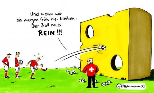 Cartoon: Die Schweiz übt. (medium) by Pfohlmann tagged euro,2008,fußball,em,schweiz,torwand,euro2008,fußball,fussball,em,europameisterschaft,schweiz,tor,käse,loch,löcher,torwand,ziel,schießen,torschuss,ball,mannschaft,üben,training,trainer,verlieren,verlierer,rein,treffen,treffer,zielen,daneben