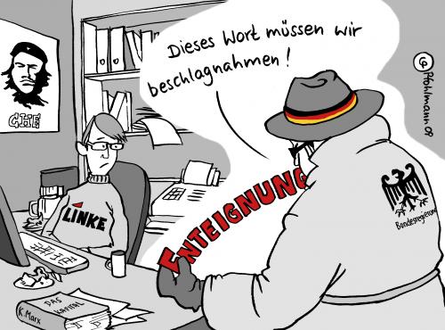 Cartoon: Enteignung (medium) by Pfohlmann tagged enteignung,hre,hypo,real,estate,bank,bankenkrise,finanzkrise,linke,linkspartei,kapitalismus,sozialismus,marx,kapital,bundesregierung,beschlagnahmung,enteignung,hre,hypo real estate,wirtschaftskrise,wirtschaft,bundesregierung,regierung,bank,banken,finanzkrise,geld,finanzen,linke,linkspartei,kapitalismus,sozialismus,kapital,beschlagnahmung,hypo,real,estate