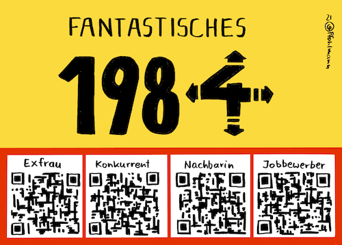 Cartoon: Fantastisches 1984 (medium) by Pfohlmann tagged corona,coronapandemie,pandemie,fanta4,fantastische,vier,smudo,app,luca,lucaapp,lucafail,überwachung,1984,orwell,privatsphäre,datenschutz,bewegungsprofil,qrcode,qr,checkin,digitalisierung,stalking,corona,coronapandemie,pandemie,fanta4,fantastische,vier,smudo,app,luca,lucaapp,lucafail,überwachung,1984,orwell,privatsphäre,datenschutz,bewegungsprofil,qrcode,qr,checkin,digitalisierung,stalking