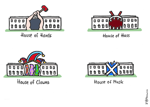 Cartoon: House of ... (medium) by Pfohlmann tagged house,of,weißes,haus,usa,präsidentschaft,trump,republikaner,hardliner,minister,twitter,clowns,house,of,weißes,haus,usa,präsidentschaft,trump,republikaner,hardliner,minister,twitter,clowns