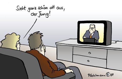 Cartoon: Jung in Bedrängnis (medium) by Pfohlmann tagged jung,verteidigungsminister,arbeitsminister,afghanistan,luftangriff,taliban,rücktritt,franz josef jung,arbeitsminister,afghanistan,luftangriff,rücktritt,taliban,bundeswehr,militär,franz,josef,jung