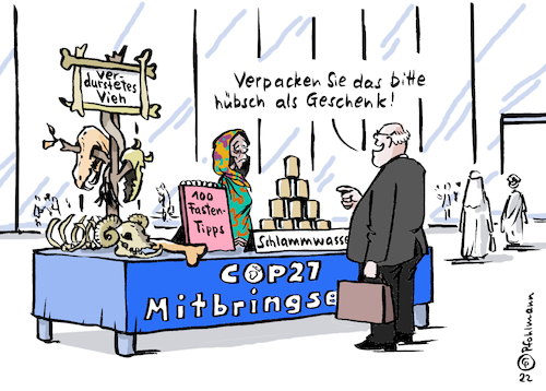 Cartoon: Klimagipfel-Souvenir (medium) by Pfohlmann tagged klimakonferenz,klima,klimakrise,dürre,hochwasser,überschwemmung,hunger,hitze,erderwärmung,erderhitzung,ägypten,mitbringsel,souvenir,politiker,armut,co2,umwelt,klimakonferenz,klima,klimakrise,dürre,hochwasser,überschwemmung,hunger,hitze,erderwärmung,erderhitzung,ägypten,mitbringsel,souvenir,politiker,armut,co2,umwelt